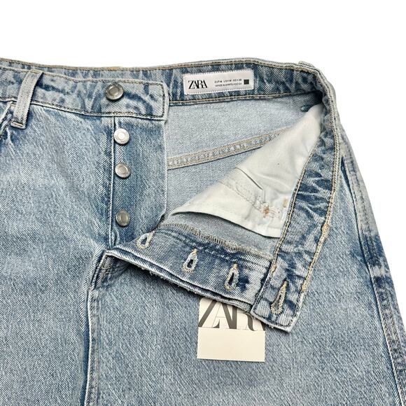 Zara | Women | Y2K Light Wash Distressed Button Fly Denim Maxi Skirt | Medium - Picture 9 of 12